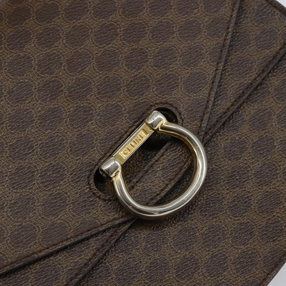 CELINE Macadam Canvas Hand Bag PVC Leather Brown Gold Auth ar13810