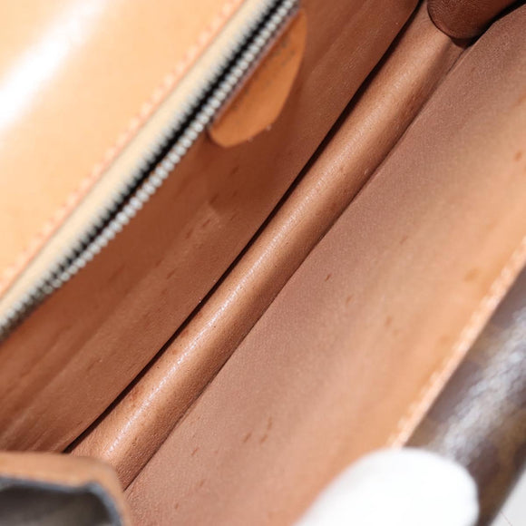 CELINE Macadam Canvas Hand Bag PVC Leather Brown Gold Auth ar13810