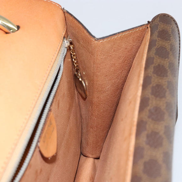 CELINE Macadam Canvas Hand Bag PVC Leather Brown Gold Auth ar13810