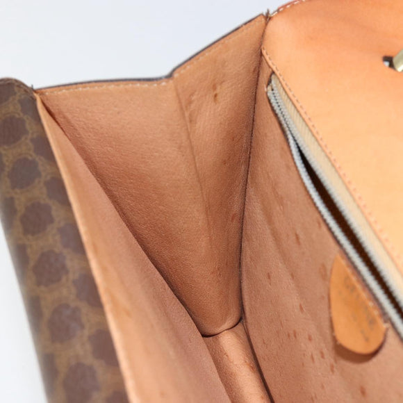 CELINE Macadam Canvas Hand Bag PVC Leather Brown Gold Auth ar13810