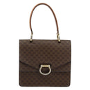 CELINE Macadam Canvas Hand Bag PVC Leather Brown Gold Auth ar13810-13