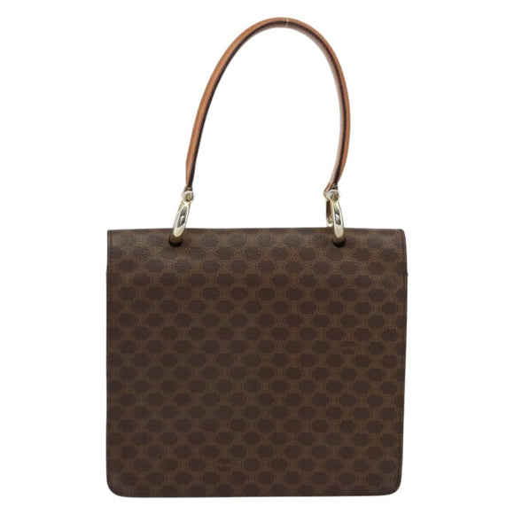 CELINE Macadam Canvas Hand Bag PVC Leather Brown Gold Auth ar13810