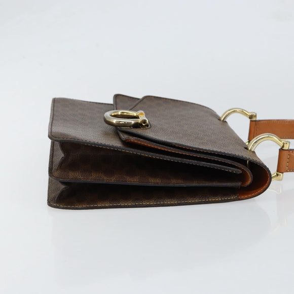 CELINE Macadam Canvas Hand Bag PVC Leather Brown Gold Auth ar13810