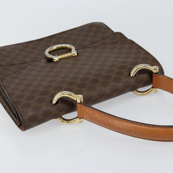 CELINE Macadam Canvas Hand Bag PVC Leather Brown Gold Auth ar13810