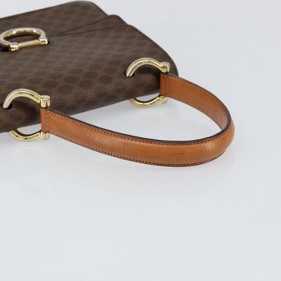 CELINE Macadam Canvas Hand Bag PVC Leather Brown Gold Auth ar13810