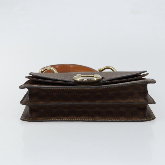 CELINE Macadam Canvas Hand Bag PVC Leather Brown Gold Auth ar13810