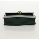 CELINE Chain Shoulder Bag Leather Green Gold Auth ar13811V-5