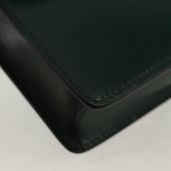 CELINE Chain Shoulder Bag Leather Green Gold Auth ar13811V