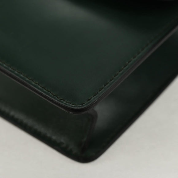 CELINE Chain Shoulder Bag Leather Green Gold Auth ar13811V