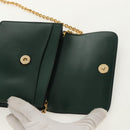 CELINE Chain Shoulder Bag Leather Green Gold Auth ar13811V-9