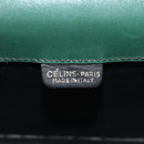 CELINE Chain Shoulder Bag Leather Green Gold Auth ar13811V-20
