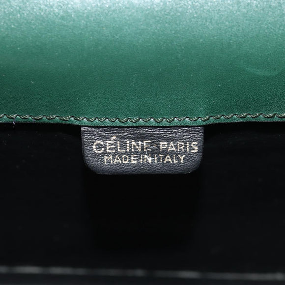 CELINE Chain Shoulder Bag Leather Green Gold Auth ar13811V