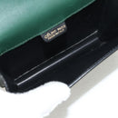 CELINE Chain Shoulder Bag Leather Green Gold Auth ar13811V-10