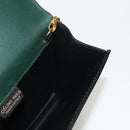 CELINE Chain Shoulder Bag Leather Green Gold Auth ar13811V-21