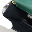 CELINE Chain Shoulder Bag Leather Green Gold Auth ar13811V-22