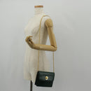 CELINE Chain Shoulder Bag Leather Green Gold Auth ar13811V-23