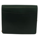 CELINE Chain Shoulder Bag Leather Green Gold Auth ar13811V-2