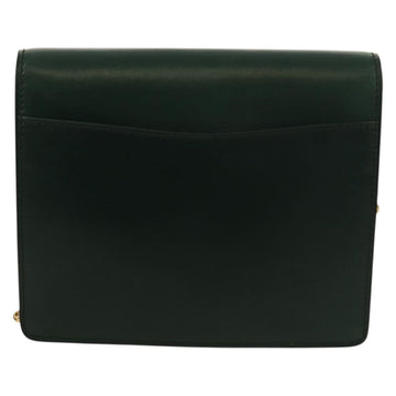 CELINE Chain Shoulder Bag Leather Green Gold Auth ar13811V - 0