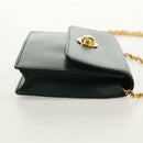 CELINE Chain Shoulder Bag Leather Green Gold Auth ar13811V-4