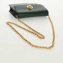 CELINE Chain Shoulder Bag Leather Green Gold Auth ar13811V-7