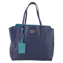 GUCCI Tote Bag Leather Blue Gold 354397 Auth ar13812-13