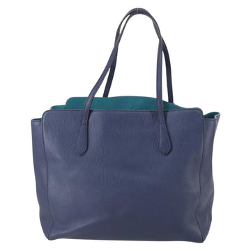 GUCCI Tote Bag Leather Blue Gold 354397 Auth ar13812 - 0