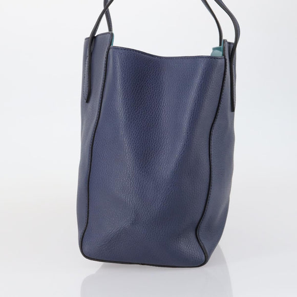 GUCCI Tote Bag Leather Blue Gold 354397 Auth ar13812