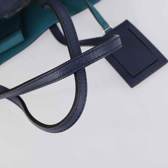 GUCCI Tote Bag Leather Blue Gold 354397 Auth ar13812