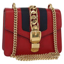 GUCCI Sylvie Sherry Line Chain Shoulder Bag Leather Red Gold 431666 Auth ar13813-1