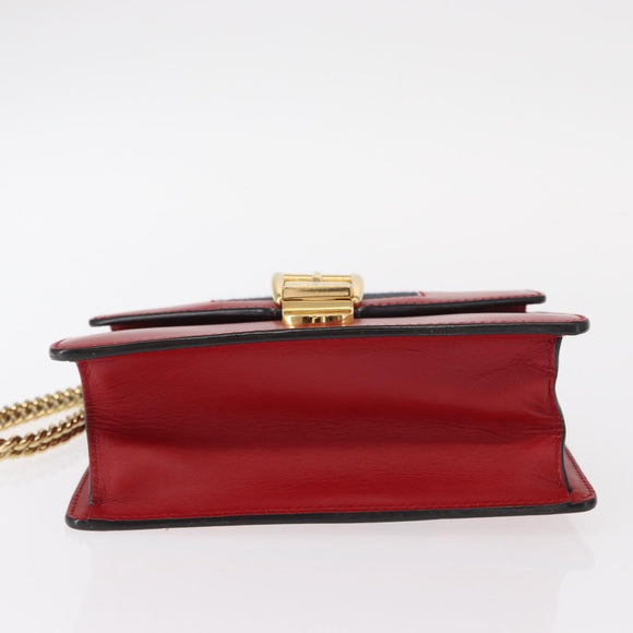 GUCCI Sylvie Sherry Line Chain Shoulder Bag Leather Red Gold 431666 Auth ar13813
