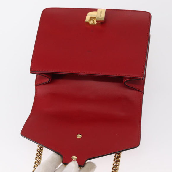GUCCI Sylvie Sherry Line Chain Shoulder Bag Leather Red Gold 431666 Auth ar13813