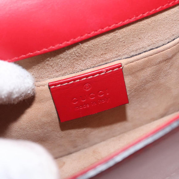 GUCCI Sylvie Sherry Line Chain Shoulder Bag Leather Red Gold 431666 Auth ar13813