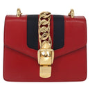 GUCCI Sylvie Sherry Line Chain Shoulder Bag Leather Red Gold 431666 Auth ar13813-2