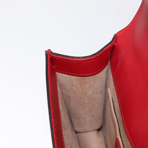 GUCCI Sylvie Sherry Line Chain Shoulder Bag Leather Red Gold 431666 Auth ar13813