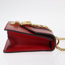 GUCCI Sylvie Sherry Line Chain Shoulder Bag Leather Red Gold 431666 Auth ar13813-4
