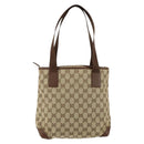 GUCCI GG Canvas Tote Bag Beige Silver 019 0402 Auth ar13814-2