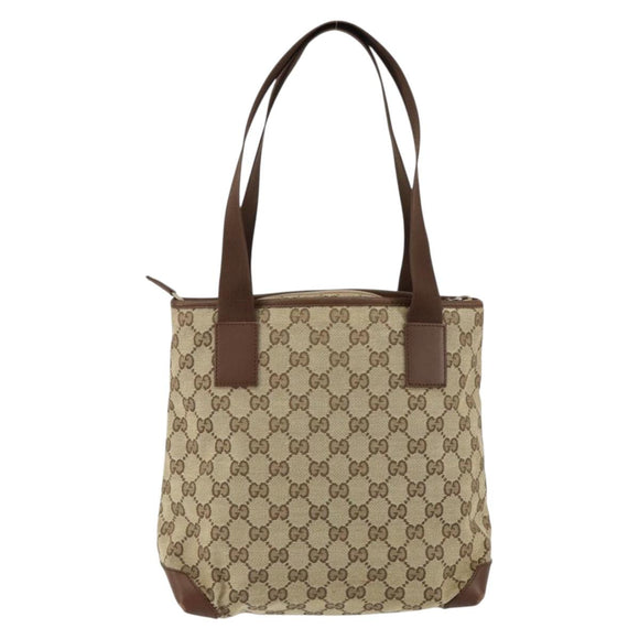 GUCCI GG Canvas Tote Bag Beige Silver 019 0402 Auth ar13814
