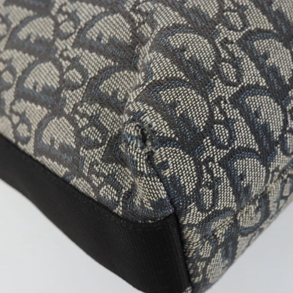 Christian Dior Trotter Canvas Schultertasche Marine Silber Auth ar13815