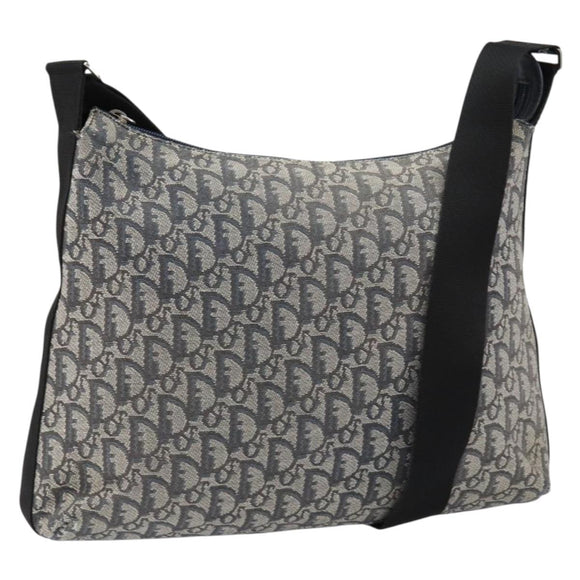 Christian Dior Trotter Canvas Schultertasche Marine Silber Auth ar13815