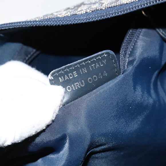 Christian Dior Trotter Canvas Schultertasche Marine Silber Auth ar13815