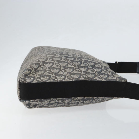 Christian Dior Trotter Canvas Schultertasche Marine Silber Auth ar13815