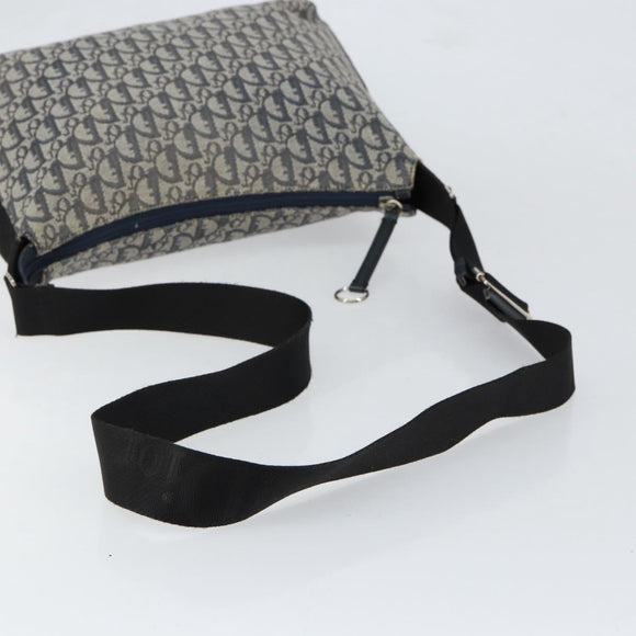 Christian Dior Trotter Canvas Schultertasche Marine Silber Auth ar13815