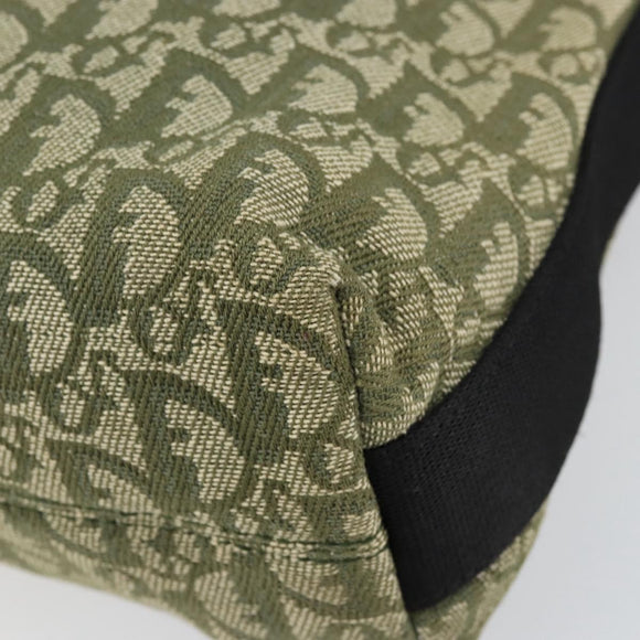 Christian Dior Trotter Canvas Schoudertas Groen Zilver Auth ar13816