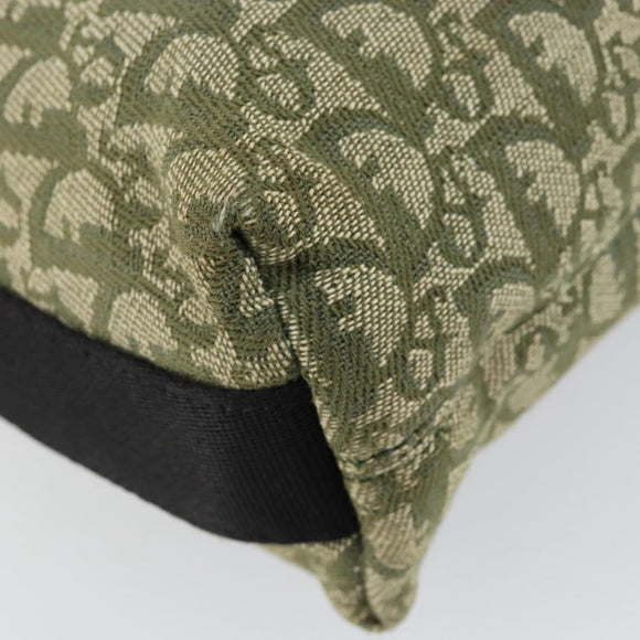 Christian Dior Trotter Canvas Schoudertas Groen Zilver Auth ar13816