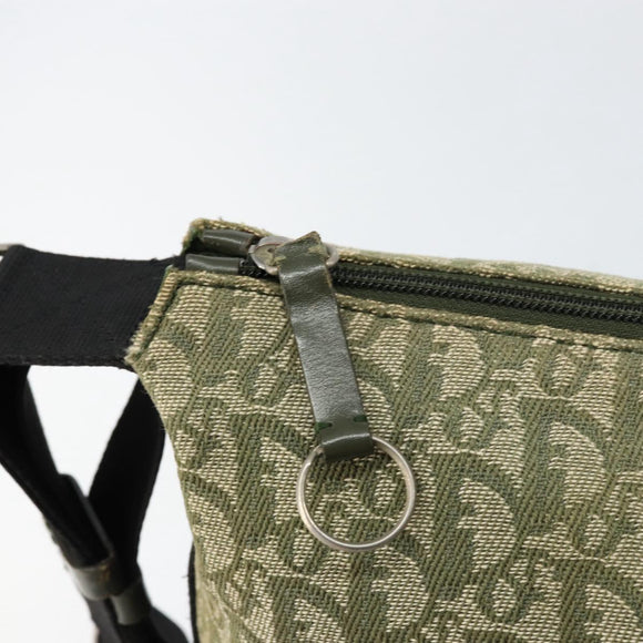 Christian Dior Trotter Canvas Shoulder Bag Green Silver Auth ar13816