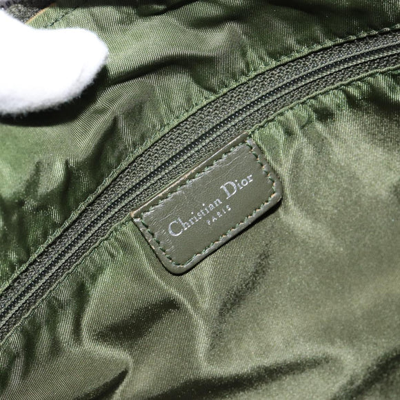 Christian Dior Trotter Canvas Schoudertas Groen Zilver Auth ar13816