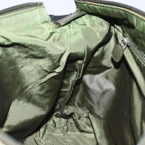 Christian Dior Trotter Canvas Schoudertas Groen Zilver Auth ar13816