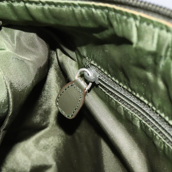 Christian Dior Trotter Canvas Schoudertas Groen Zilver Auth ar13816