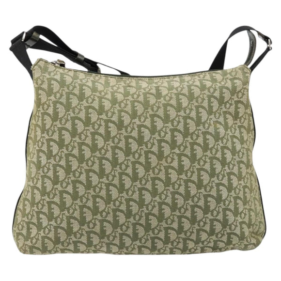 Christian Dior Trotter Canvas Schoudertas Groen Zilver Auth ar13816