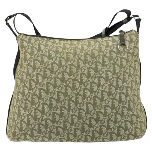Christian Dior Trotter Canvas Schoudertas Groen Zilver Auth ar13816